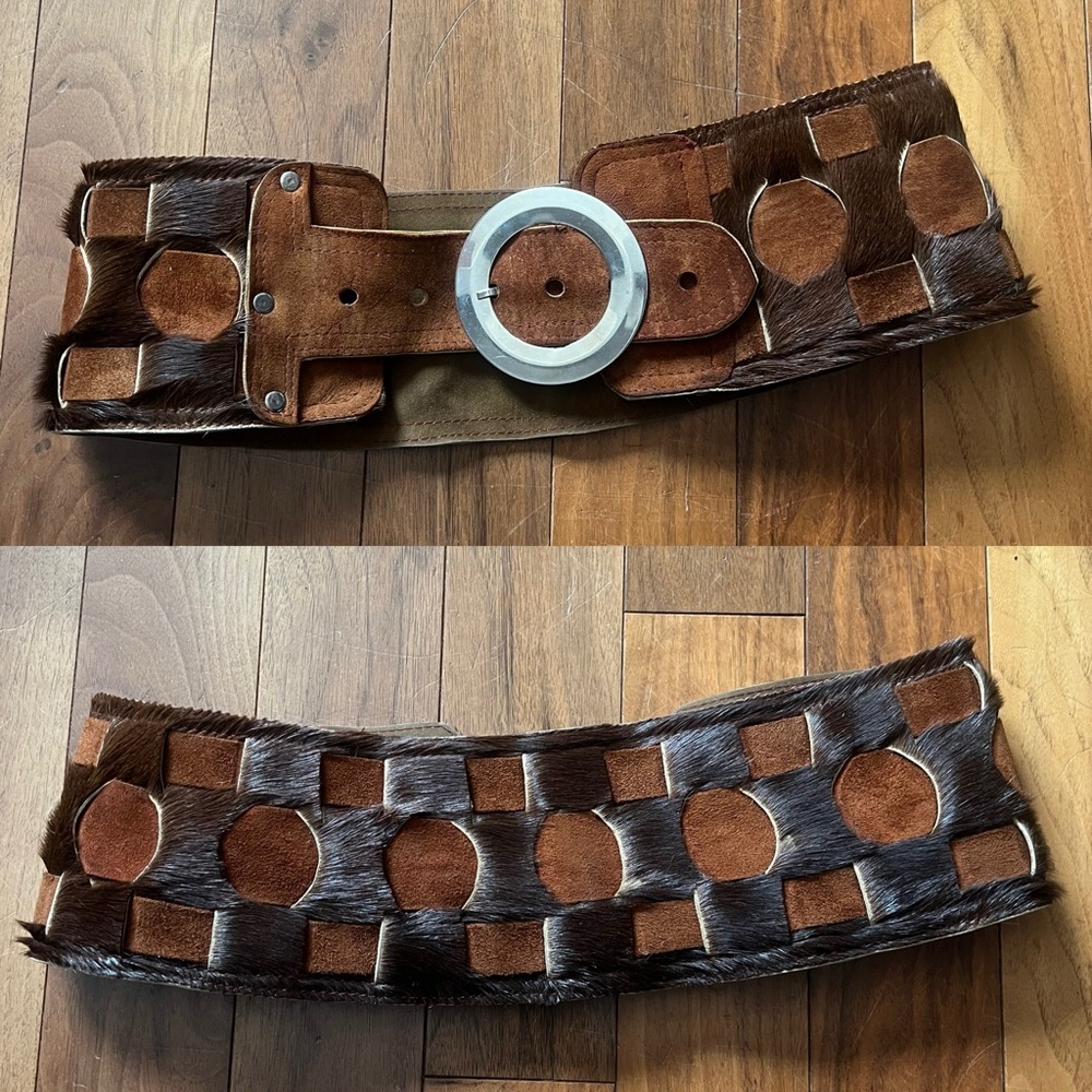 Brown Fur and Leather Belt Made in Morocco